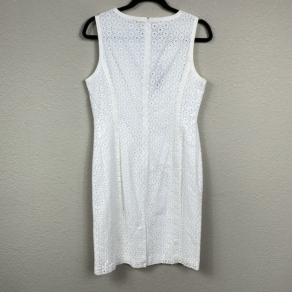 NWT Talbots Eyelet Embroidered Sheath Shift Dress Coastal Sleeveless Sz 8 - Picture 3 of 10